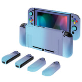 PlayVital AlterGrips Dockable Protective Case Ergonomic Grip Cover for Nintendo Switch, Interchangeable Joycon Cover w/Screen Protector & Thumb Grip Caps & Button Caps - Gradient Violet Blue - TNSYP3003