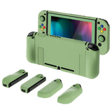 PlayVital AlterGrips Dockable Protective Case Ergonomic Grip Cover for Nintendo Switch, Interchangeable Joycon Cover w/Screen Protector & Thumb Grip Caps & Button Caps - Matcha Green - TNSYP3005