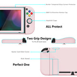 PlayVital AlterGrips Dockable Protective Case Ergonomic Grip Cover for Nintendo Switch, Interchangeable Joycon Cover w/Screen Protector & Thumb Grip Caps & Button Caps - Cherry Blossoms Pink - TNSYP3007