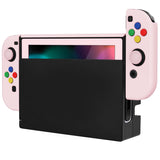PlayVital AlterGrips Dockable Protective Case Ergonomic Grip Cover for Nintendo Switch, Interchangeable Joycon Cover w/Screen Protector & Thumb Grip Caps & Button Caps - Cherry Blossoms Pink - TNSYP3007