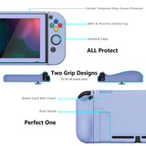 PlayVital AlterGrips Dockable Protective Case Ergonomic Grip Cover for Nintendo Switch, Interchangeable Joycon Cover w/Screen Protector & Thumb Grip Caps & Button Caps - Light Violet - TNSYP3008