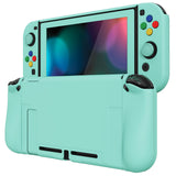 PlayVital AlterGrips Dockable Protective Case Ergonomic Grip Cover for Nintendo Switch, Interchangeable Joycon Cover w/Screen Protector & Thumb Grip Caps & Button Caps - Misty Green - TNSYP3009