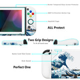 PlayVital AlterGrips Dockable Protective Case Ergonomic Grip Cover for Nintendo Switch, Interchangeable Joycon Cover w/Screen Protector & Thumb Grip Caps & Button Caps - The Great Wave off Kanagawa - TNSYT001