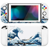 PlayVital AlterGrips Dockable Protective Case Ergonomic Grip Cover for Nintendo Switch, Interchangeable Joycon Cover w/Screen Protector & Thumb Grip Caps & Button Caps - The Great Wave off Kanagawa - TNSYT001