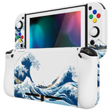 PlayVital AlterGrips Dockable Protective Case Ergonomic Grip Cover for Nintendo Switch, Interchangeable Joycon Cover w/Screen Protector & Thumb Grip Caps & Button Caps - The Great Wave off Kanagawa - TNSYT001