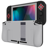 PlayVital AlterGrips Dockable Protective Case Ergonomic Grip Cover for Nintendo Switch, Interchangeable Joycon Cover w/Screen Protector & Thumb Grip Caps & Button Caps - Classics NES Style - TNSYY7002