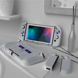 PlayVital AlterGrips Dockable Protective Case Ergonomic Grip Cover for Nintendo Switch, Interchangeable Joycon Cover w/Screen Protector & Thumb Grip Caps & Button Caps - Classics SNES Style - TNSYY7003