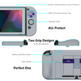 PlayVital AlterGrips Dockable Protective Case Ergonomic Grip Cover for Nintendo Switch, Interchangeable Joycon Cover w/Screen Protector & Thumb Grip Caps & Button Caps - Classics SNES Style - TNSYY7003