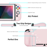 PlayVital AlterGrips Dockable Protective Case Ergonomic Grip Cover for Nintendo Switch, Interchangeable Joycon Cover w/Screen Protector & Thumb Grip Caps & Button Caps - Cherry Blossoms Petals - TNSYY7004