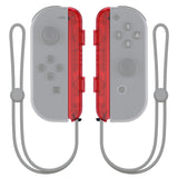 eXtremeRate Clear Red Replacement shell for NS Switch Joycon Strap, Custom Joy-Con Wrist Strap Housing Buttons for NS Switch - 2 Pack - UEM502