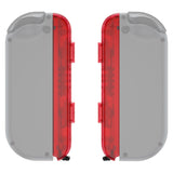 eXtremeRate Clear Red Replacement shell for NS Switch Joycon Strap, Custom Joy-Con Wrist Strap Housing Buttons for NS Switch - 2 Pack - UEM502