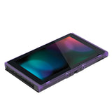 eXtremeRate Clear Atomic Purple DIY Housing Shell for Nintendo Switch Console, Replacement Faceplate Front Frame for Nintendo Switch Console w/ Volume Up Down Power Buttons - Console NOT Included - VEP311