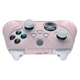 PlayVital Samurai Edition Pink Anti-slip Controller Grip Silicone Skin, Ergonomic Soft Rubber Protective Case Cover for Xbox Series S/X Controller with White Thumb Stick Caps - WAX3005