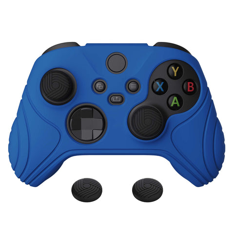 PlayVital Samurai Edition Blue Anti-slip Controller Grip Silicone Skin, Ergonomic Soft Rubber Protective Case Cover for Xbox Series S/X Controller with Black Thumb Stick Caps - WAX3008