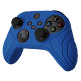PlayVital Samurai Edition Blue Anti-slip Controller Grip Silicone Skin, Ergonomic Soft Rubber Protective Case Cover for Xbox Series S/X Controller with Black Thumb Stick Caps - WAX3008