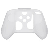 PlayVital Samurai Edition Clear White Anti-slip Controller Grip Silicone Skin, Ergonomic Soft Rubber Protective Case Cover for Xbox Series S/X Controller with Clear White Thumb Stick Caps - WAX3012