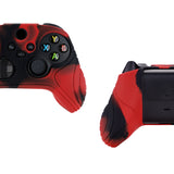 PlayVital Samurai Edition Red & Black Anti-slip Controller Grip Silicone Skin, Ergonomic Soft Rubber Protective Case Cover for Xbox Series S/X Controller with Black Thumb Stick Caps - WAX3016