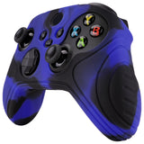eXtremeRate Samurai Blue & Black Anti-slip Controller Grip Silicone Skin, Ergonomic Soft Rubber Protective Case Cover for Xbox Series S/X Controller with Black Thumb Stick Caps - WAX3017