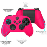 PlayVital Samurai Edition Bright Pink Anti-slip Controller Grip Silicone Skin, Ergonomic Soft Rubber Protective Case Cover for Xbox Series S/X Controller with Black Thumb Stick Caps - WAX3019
