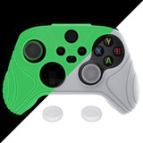 eXtremeRate Glow in Dark - Green Anti-slip Controller Grip Silicone Skin, Ergonomic Soft Rubber Protective Case Cover for Xbox Series S/X Controller with Black Thumb Stick Caps - WAX3020
