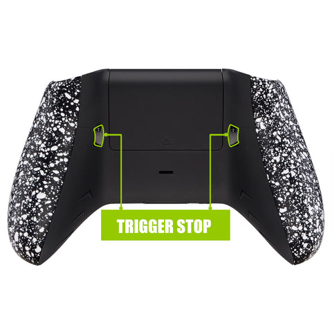 eXtremeRate Textured White FlashShot Trigger Stop Bottom Shell Kit for Xbox One S & One X Controller, Redesigned Back Shell & Handle Grips & Dual Trigger Locks for Xbox One S X Controller Model 1708 - X1GZ004
