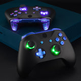 eXtremeRate Chameleon Purple Blue Multi-Colors Luminated Dpad Thumbsticks Start Back ABXY Action Buttons, Classical Symbols Buttons DTFS (DTF 2.0) LED Kit for Xbox One S/X Controller - Controller NOT Included - X1LED05