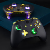 eXtremeRate Chrome Gold Multi-Colors Luminated Dpad Thumbsticks Start Back ABXY Action Buttons, Classical Symbols Buttons DTFS (DTF 2.0) LED Kit for Xbox One S/X Controller - Controller NOT Included - X1LED08