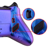 eXtremeRate Lofty Remappable Remap & Trigger Stop Kit, Redesigned Back Shell & Side Rails & Back Buttons & Trigger Lock for Xbox One S X Controller 1708 - Chameleon Purple Blue - X1RM005