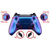 eXtremeRate Lofty Remappable Remap & Trigger Stop Kit, Redesigned Back Shell & Side Rails & Back Buttons & Trigger Lock for Xbox One S X Controller 1708 - Chameleon Purple Blue - X1RM005