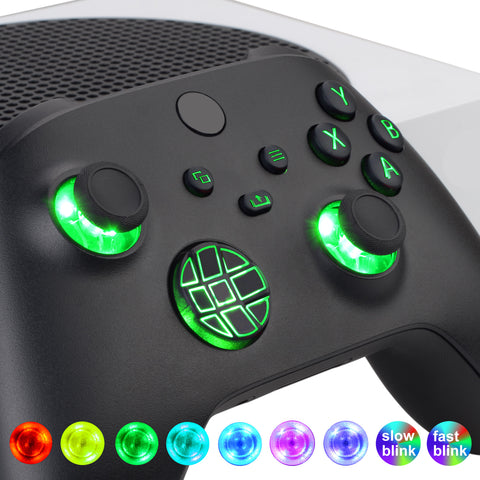eXtremeRate Multi-Colors Luminated Dpad Thumbsticks Start Back Sync ABXY Buttons for Xbox Series X / S Controller, Black Classical Symbols Buttons DTF LED Kit for Xbox Core Controller - X3LED03