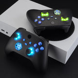 eXtremeRate Multi-Colors Luminated Dpad Thumbsticks Start Back Sync ABXY Buttons for Xbox Series X / S Controller, Chameleon Purple Blue Buttons DTF LED Kit for Xbox Core Controller - X3LED04