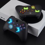 eXtremeRate Multi-Colors Luminated Dpad Thumbsticks Start Back Sync ABXY Buttons for Xbox Series X / S Controller, Scarlet Red Buttons DTF LED Kit for Xbox Core Controller - X3LED05