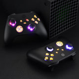 eXtremeRate Multi-Colors Luminated Dpad Thumbsticks Start Back Sync ABXY Buttons for Xbox Series X / S Controller, Chrome Gold Buttons DTF LED Kit for Xbox Core Controller - X3LED07