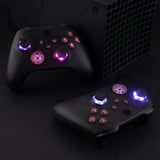 eXtremeRate Multi-Colors Luminated Dpad Thumbsticks Start Back Sync ABXY Buttons for Xbox Series X/S Controller, Wood Grain Buttons DTF LED Kit for Xbox Core Controller - X3LED10