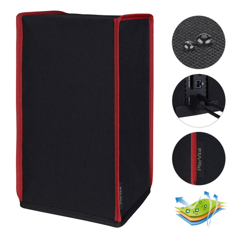 PlayVital Black & Red Trim Nylon Dust Cover for Xbox Series X Console, Soft Neat Lining Dust Guard, Anti Scratch Waterproof Cover Sleeve for Xbox Series X Console - X3PJ010