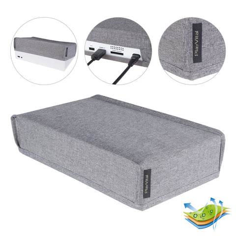 PlayVital Gray Nylon Dust Cover for Xbox Series S Console, Soft Neat Lining Dust Guard, Anti Scratch Waterproof Cover Sleeve for Xbox Series S Console - X3PJ022