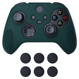 PlayVital Racing Green 3D Studded Edition Anti-slip Silicone Cover Skin for Xbox Series X Controller, Soft Rubber Case Protector for Xbox Series S Controller with 6 Black Thumb Grip Caps - SDX3004
