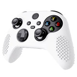 PlayVital White 3D Studded Edition Anti-slip Silicone Cover Skin for Xbox Series X Controller, Soft Rubber Case Protector for Xbox Series S Controller with 6 White Thumb Grip Caps - SDX3002