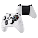 PlayVital Guardian Edition White Ergonomic Soft Anti-slip Controller Silicone Case Cover, Rubber Protector Skins with White Joystick Caps for Xbox Series S and Xbox Series X Controller - HCX3002