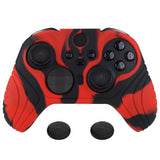 PlayVital Samurai Edition Anti Slip Silicone Case Cover for Xbox Elite Wireless Controller Series 2, Ergonomic Soft Rubber Skin Protector for Xbox Elite Series 2 with Thumb Grip Caps - Red & Black - XBE2M004