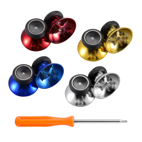 eXtremeRate 4 Pairs Multi-Color Chrome Matte Analog Thumbsticks Replacement Thumb Sticks Joysticks for Microsoft Xbox One Xbox One S Xbox One X Controller - XBHK0005GC