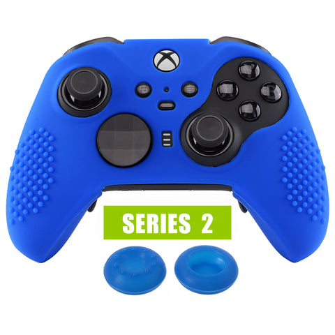 eXtremeRate Blue Soft Anti-Slip Silicone Cover Skins, Controller Protective Case for New Xbox One Elite Series 2 (Model 1797 and Core Model 1797) with Thumb Grips Analog Caps -XBOWP0047GC