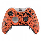 eXtremeRate Textured Orange Faceplate Cover Front  Shell Case Comfortable Non-slip Replacement Kit for Xbox One Elite Controller Model 1698 with Thumbstick Accent Rings -XOEP012