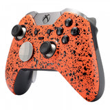 eXtremeRate Textured Orange Faceplate Cover Front  Shell Case Comfortable Non-slip Replacement Kit for Xbox One Elite Controller Model 1698 with Thumbstick Accent Rings -XOEP012