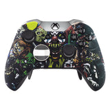 eXtremeRate Scary Party Patterned Faceplate Cover, Soft Touch Front Housing Shell Case, Comfortable Soft Grip Replacement Kit for Xbox One Elite Controller Model 1698 - XOET006M
