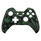 eXtremeRate Green Weeds Leaves Faceplate Cover Soft Touch Front Shell Comfortable Soft Grip Replacement Kit for Xbox One Elite Controller Model 1698 with Thumbstick Accent Rings - XOET008