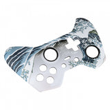 eXtremeRate The Great Wave Patterned Soft Touch Front Housing Shell Faceplate for Microsoft Xbox One Elite Controller Model 1698 with Thumbstick Accent Rings - XOET015