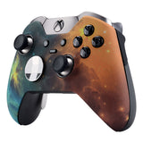 eXtremeRate Orange Star Universe Patterned Faceplate Cover, Soft Touch Front Housing Shell Case, Comfortable Soft Grip Replacement Kit for Xbox One Elite Controller Model 1698 - XOET016