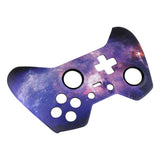 eXtremeRate Nebula Galaxy Patterned Faceplate Cover, Soft Touch Front Housing Shell Case, Comfortable Soft Grip Replacement Kit for Xbox One Elite Controller Model 1698 - XOET017