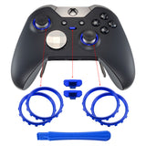 eXtremeRate Custom Matte Chrome Blue Design Button Accent Rings for Xbox One Elite Controller - XOJ130015GC